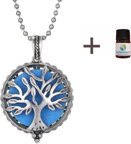 Levensboom Geurketting - Geurverspreider - Zilverkleur - Etherische Olie - Parfum