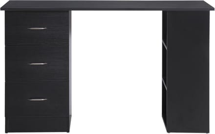 Computerbureau met 3 laden - 120 x 50 cm - zwart - 3 open planken - omkeerbare opslag