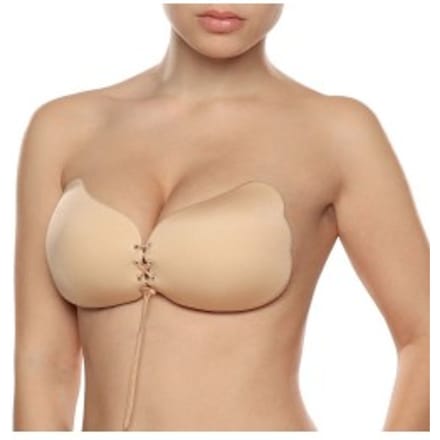 Bye Bra Lace-It Bh, Zelfklevende Bh, Push-Up Bh, Plak BH vetersluiting, Strapless En Backless Bh, Cup A-E, Beige, A