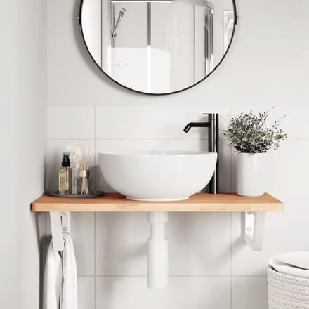 vidaXL - Badkamer - wandschap - staal - en - massief - beukenhout