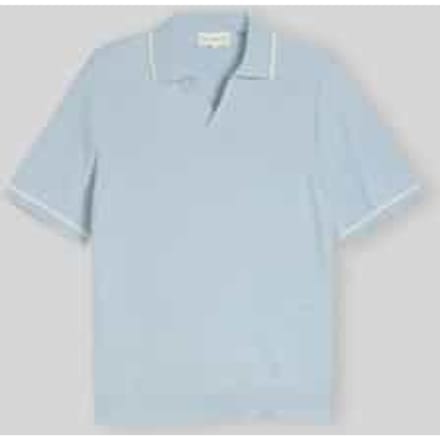 Tom Tailor - Gebreid poloshirt van katoen - Maat S - light blue grey