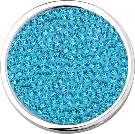 Quiges - Munthouder Munt 33mm RVS met Zirkonia Lichtblauw - EPR074