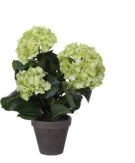 Kunstplant mica hortensia in pot groen | 4 stuks
