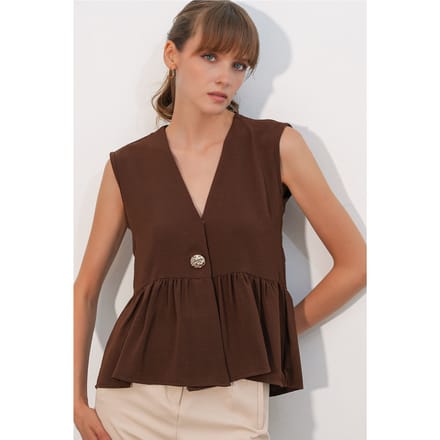 V-hals Knoploze Mouwloze Blouse