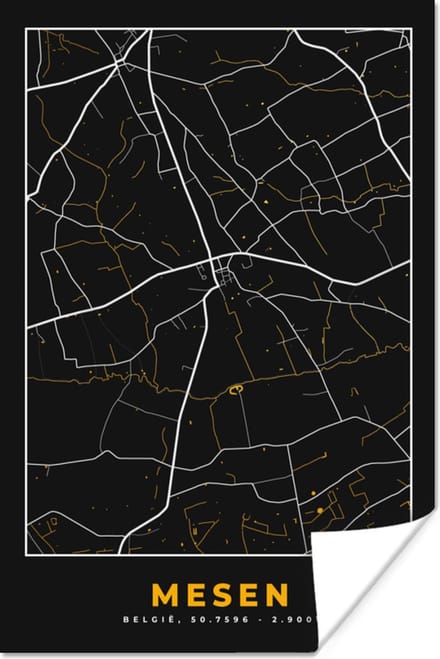 Poster Mesen - Goud - Kaart - Plattegrond - Stadskaart - 40x60 cm