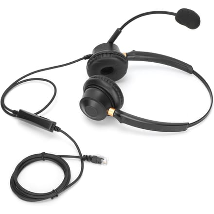 Binaurale Headset Handsfree Telefoon Headphone met Ruisonderdrukkende Microfoon en Volumeregeling