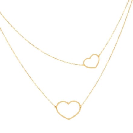 Collier  ketting double heart / twee harten