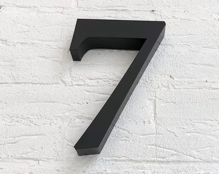 Huisnummer 7 RVS Zwart 3D - Hoogte 20 cm - Dikte 3 cm - Promessa-Design - Type 3D/20/Zwart Roma.