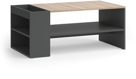 Vicco Wido Salontafel – 100 x 55 cm met planken Antraciet/Sonoma