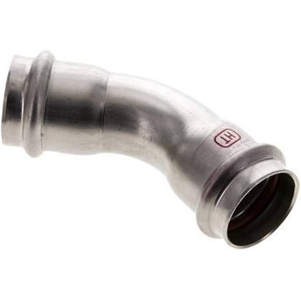 45 graden L-Perskoppeling - 28mm Persmof - RVS
