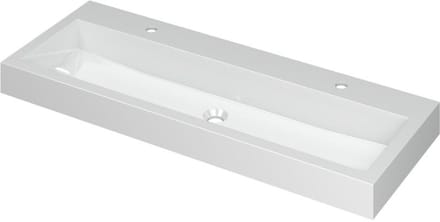 INK Momento Wastafel Polystone met 2 Kraangaten - 1200x450x90 mm - Glans Wit