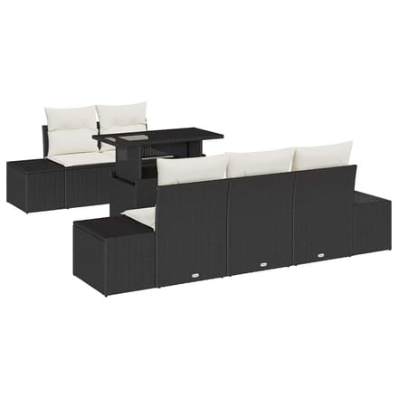 vidaXL Bankstel 6 st Zwart en Crème poly rattan