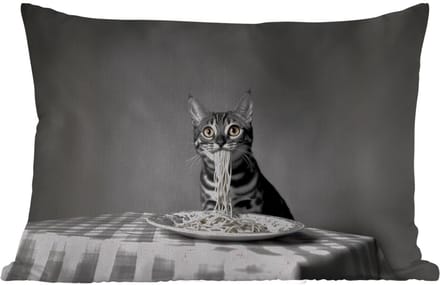 Buitenkussens - Bengaal - Kat - Tafelkleed - Zwart - Wit - Dier - 60x40 cm - Weerbestendig