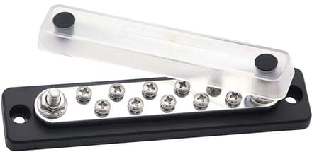 Dailygoods - 10 Terminal Common 150A BusBars - Power Ground Junction - Versterkte polycarbonaat basis - Tin geplateerd koper - Hoog voltage - Geschikt...