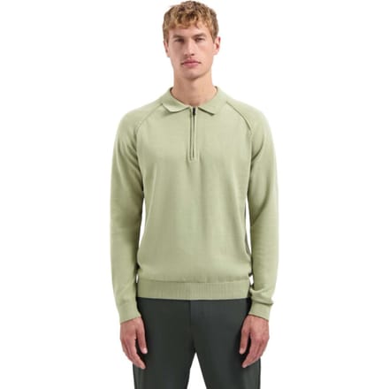 No Excess Pullover Polo Half Zip Solid Light Moss Size: M | Sweaters Outlet | Heren | Groen