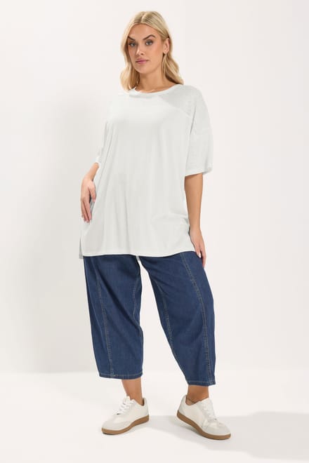 Yours Wit Oversized Tshirt Met Geweven Paneel Size 42