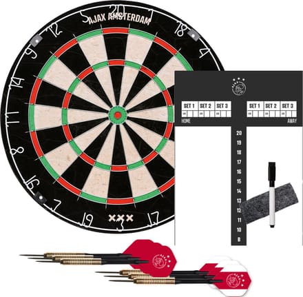 Officiële Ajax Darts Starterset - Complete bundel met dartbord, pijlen en scorebord