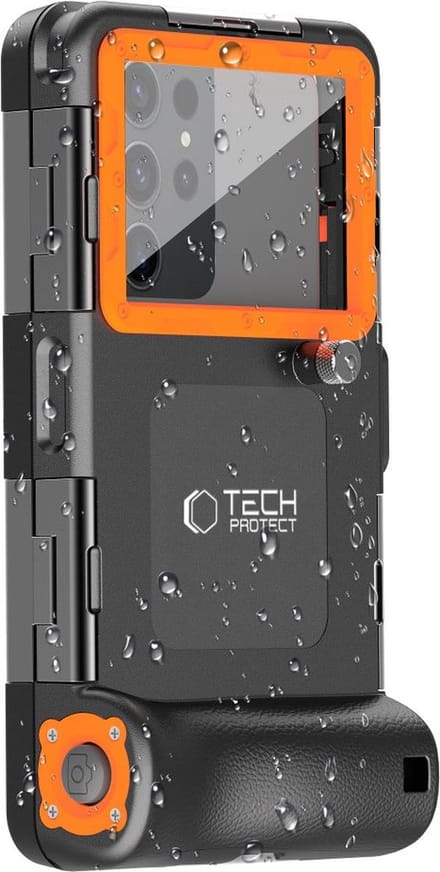Tech-Protect Waterproof Case IPX8 Waterproof for Smartphones 4.7-6.7" - Black/Orange