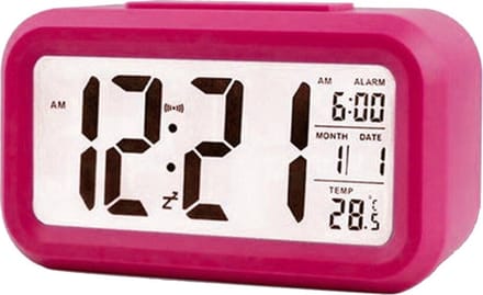 THAR Digitale Wekker - Alarm Klok met Temperatuur, Kalender, Snooze en LED Verlichting - Roze