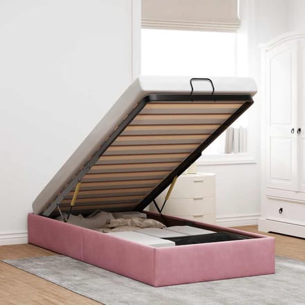 vidaXL - Bedframe - zonder - matras - 90x200 - cm - fluweel - roze