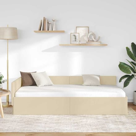 vidaXL - Hoek - Bed - Frame - Crème - 80 - x - 200 - cm - Stof