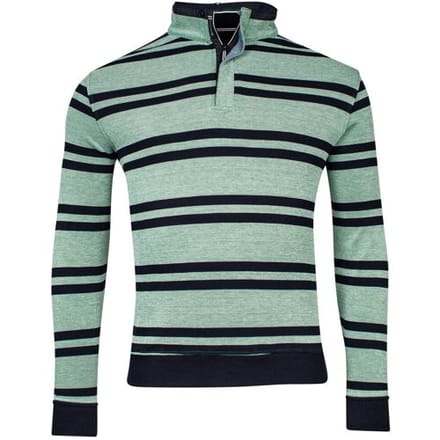 Baileys Trui Sweat Half Zip Piqué Yarn Dyed Stripes Two-Tone Doubleface Groen / male