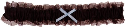 Kousenband Zwart met Organza & Lichtblauw Strikje - 33cm Elastisch