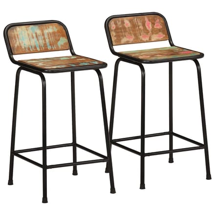 vidaXL - Barkrukken - 2 - st - 46x35,5x80 - cm - massief - gerecycled - hout