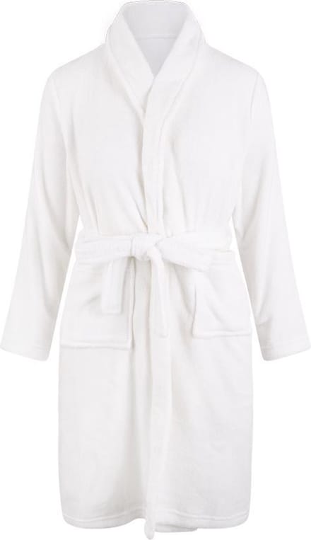 Kinderbadjas - wit - fleece badjas kind - meisjes & jongens - ochtendjas kinderen - maat 134/140