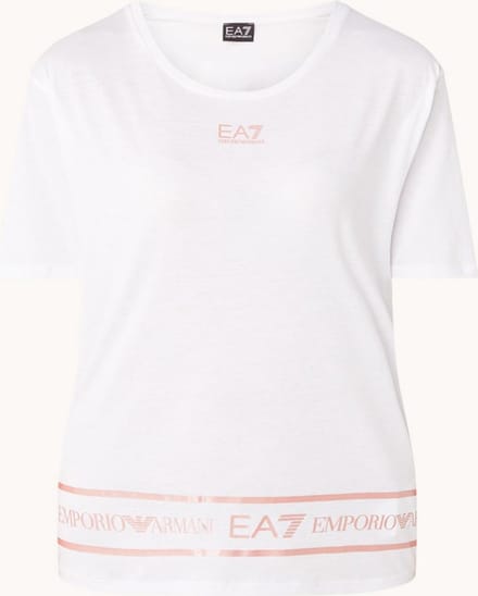 Emporio Armani EA7 Hardloop T-shirt met logoprint - Wit - Maat S