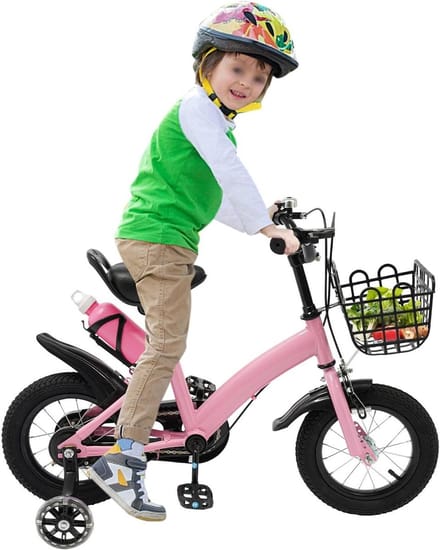 Kinderfiets - Loopfiets - Eerste Fietservaring - Inclusief Mandje - 12 Inch - Roze