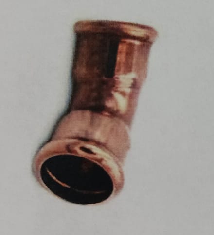 RM Perskoppeling koper bocht 45gr FxF  22mm