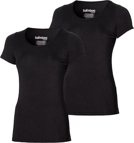Apollo dames t-shirts korte mouw bamboo - ronde hals 2-pack - maat S - zwart