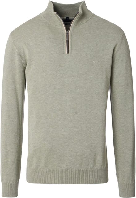 CASAMODA Halfzip Trui Solid Lichtgroen - Maat M - Heren - Quarter zip