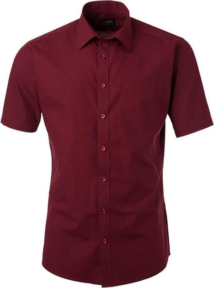 Daiber Herenshort Poplin Shirt met korte mouwen (Wijn)