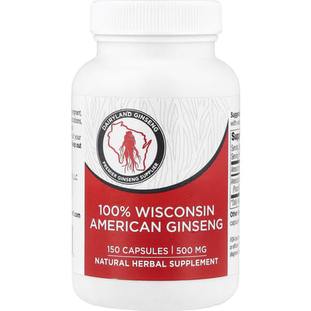 Dairyland Ginseng, 100% Wisconsin Ginseng, 500mg, 150 Capsules