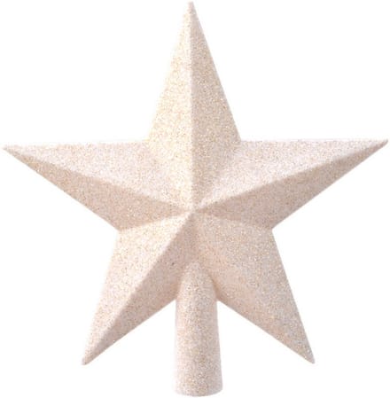 Decoris kerstboom piek - ster vorm - wol wit - glitter - 19 cm - kunststof - kerstpiek