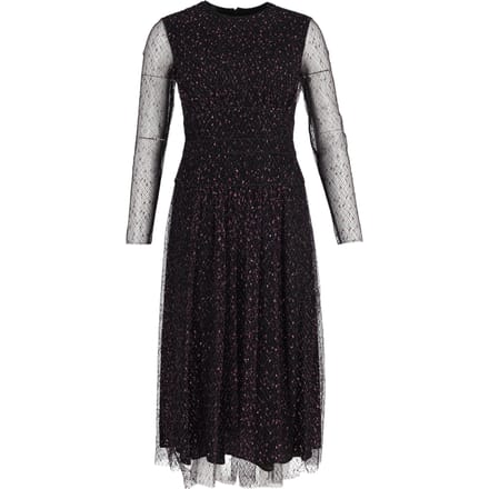 Escada midi-jurk met transparante mouwen in zwart polyester