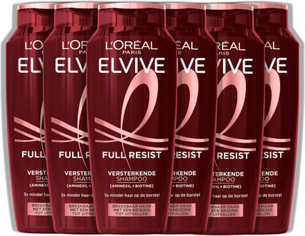 L'Oréal Paris Elvive Full Resist Shampoo - Versterkende Shampoo Voor Breekbaar Haar - Met Aminexil + Biotine - 6x 250ML