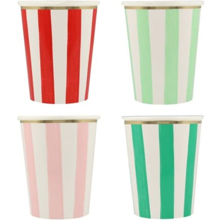 Meri meri kerst - bekertjes papier stripes à 8 stuks