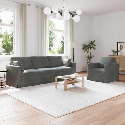 vidaXL Bankstel 2 pcs Donkergrijs 228 x 78 x 80 cm Fluweel