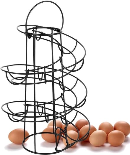 Keuken Eierrek - Eiermandje Spiraal - Eieren Bewaren - Ijzeren Constructie - 25 x 18 x 18 cm - Zwart