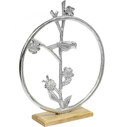 Tafeldecoratie veer, sierring vogel deco zilver H32.5cm