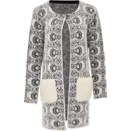 Faina Vest Dames wol wit zwart