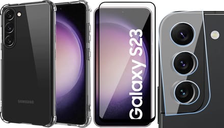 Hoesje geschikt voor Samsung Galaxy S23 - Screenprotector FullGuard & Camera Lens Screen Protector - Back Cover Case ShockGuard Transparant