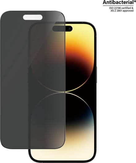 PanzerGlass Screenprotector geschikt voor Apple iPhone 14 Pro Glazen | PanzerGlass Ultra-Wide Fit Screenprotector Privacy - Case Friendly + Installatie Frame