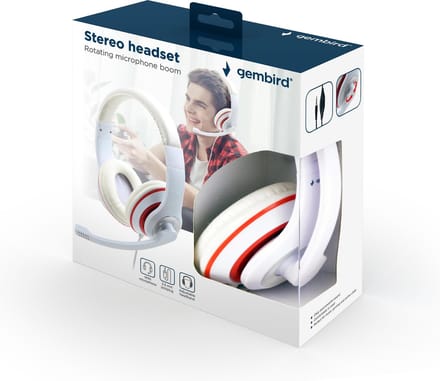 Gembird stereo headset met microfoon wit