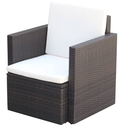 vidaXL - Tuinstoel - met - kussens - poly - rattan - bruin