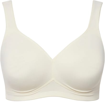 Ulla Popken - Dames - Microvezel-beha voorgevormde cups ademend - Champagne - Maat 105B
