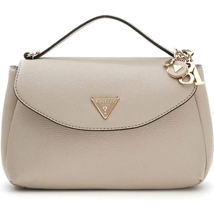 GUESS schoudertas handtas Evie Top Handle Flap Bag Light Taupe crème